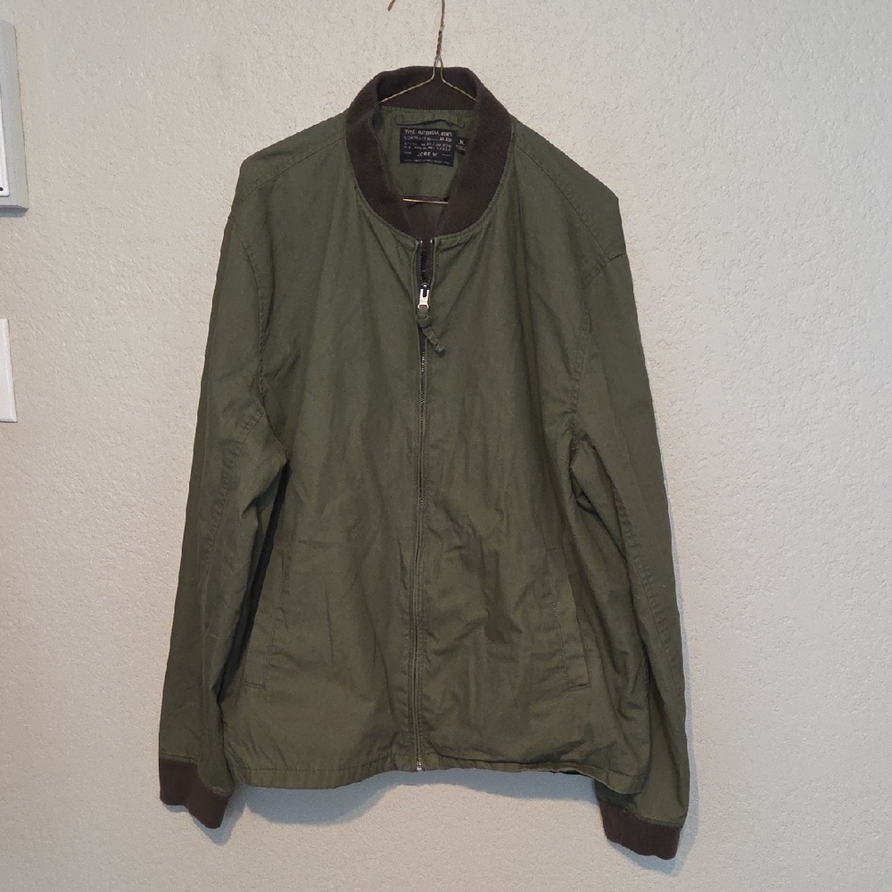 J. Crew Olive Bomber Jacket with Ribbed Collar Size XL